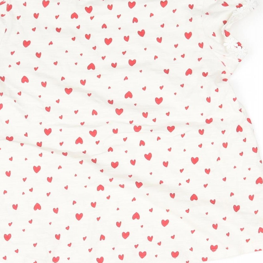 NEXT Girls White   Basic T-Shirt Size 7 Years  - Heart print