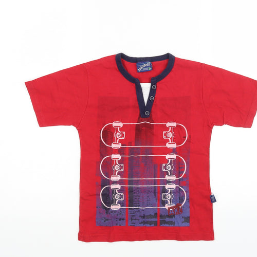 Alakazoo Boys Red  Jersey Basic T-Shirt Size 4 Years  - skateboard