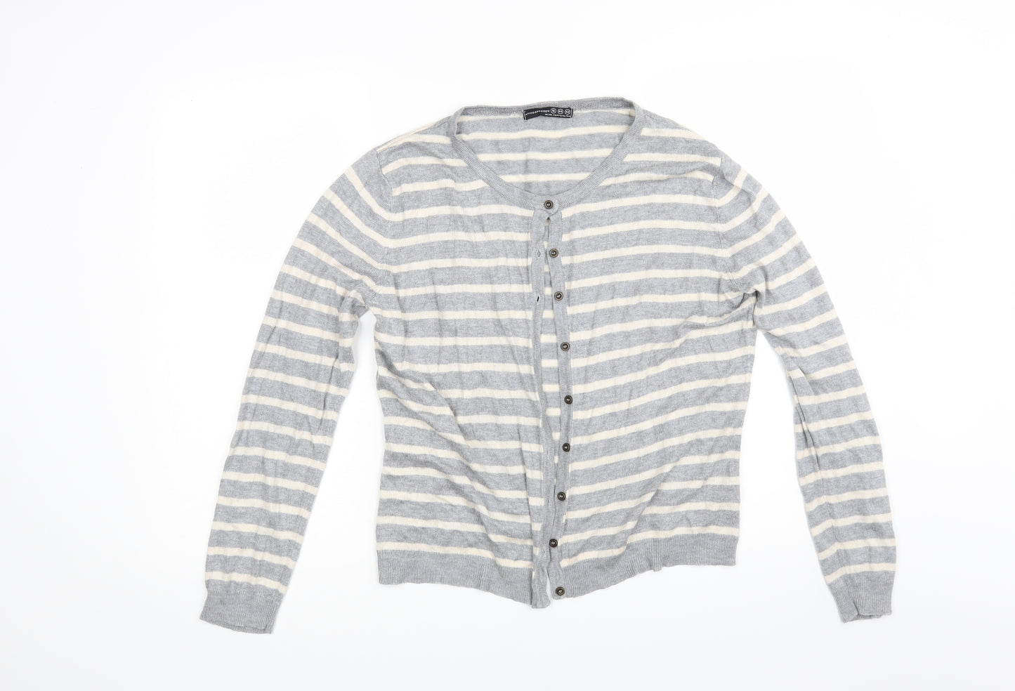 Atmosphere Womens Grey Striped Knit Cardigan Jumper Size 16