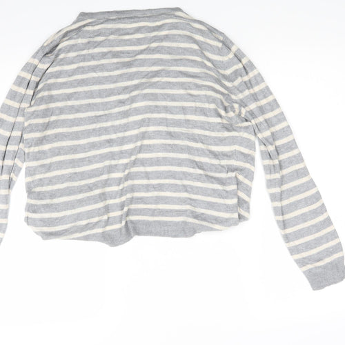 Atmosphere Womens Grey Striped Knit Cardigan Jumper Size 16