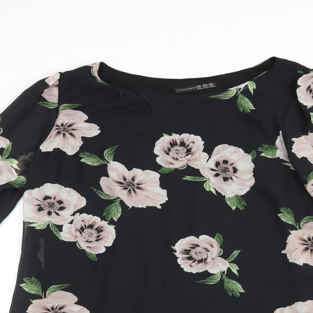 Atmosphere Womens Black Floral  A-Line  Size 16