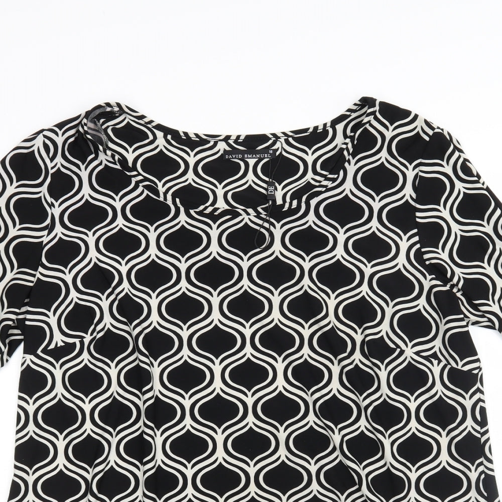 DAVID EMANUEL Womens Black Floral  A-Line  Size 18