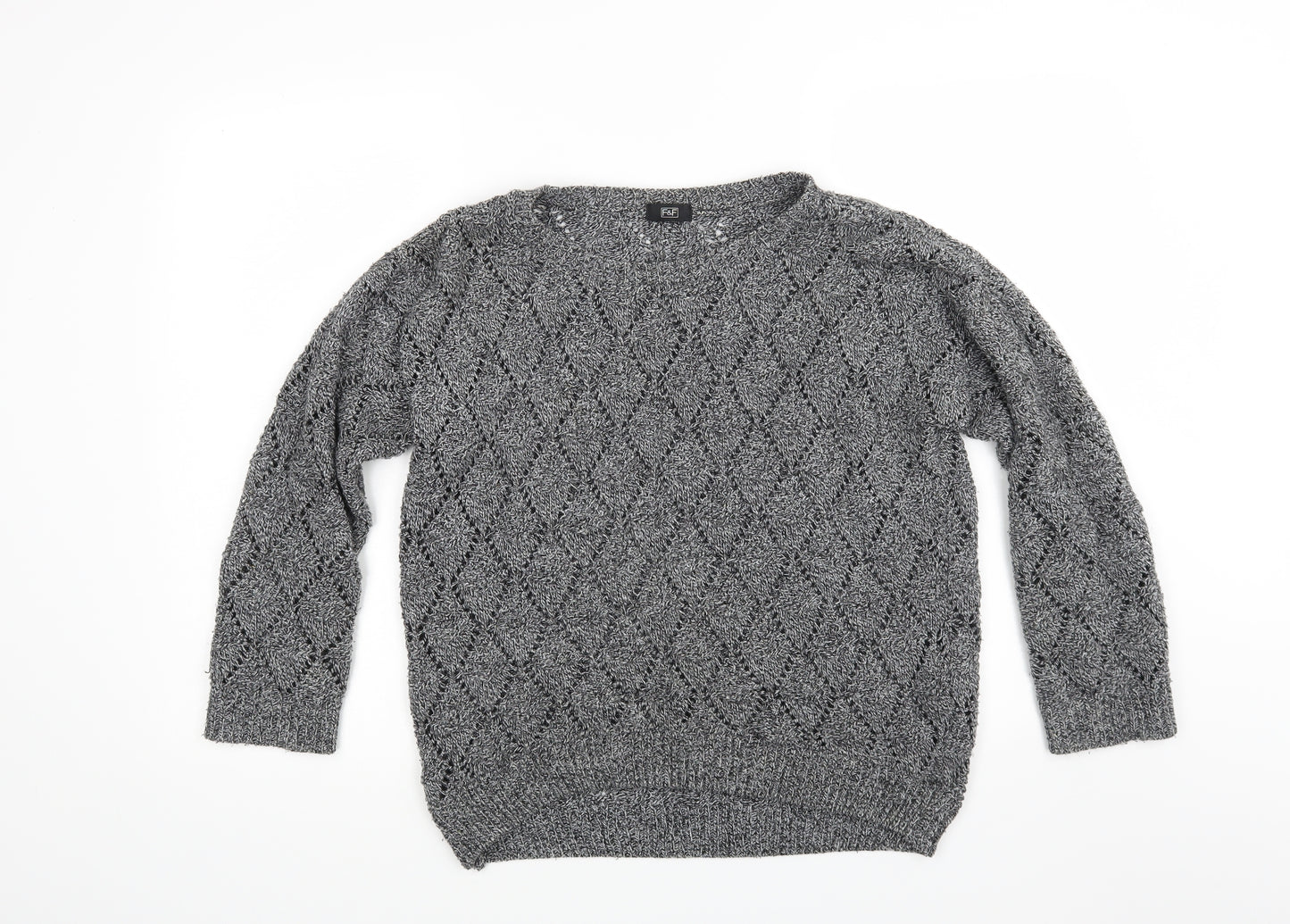F&F Womens Grey  Knit Pullover Jumper Size 8