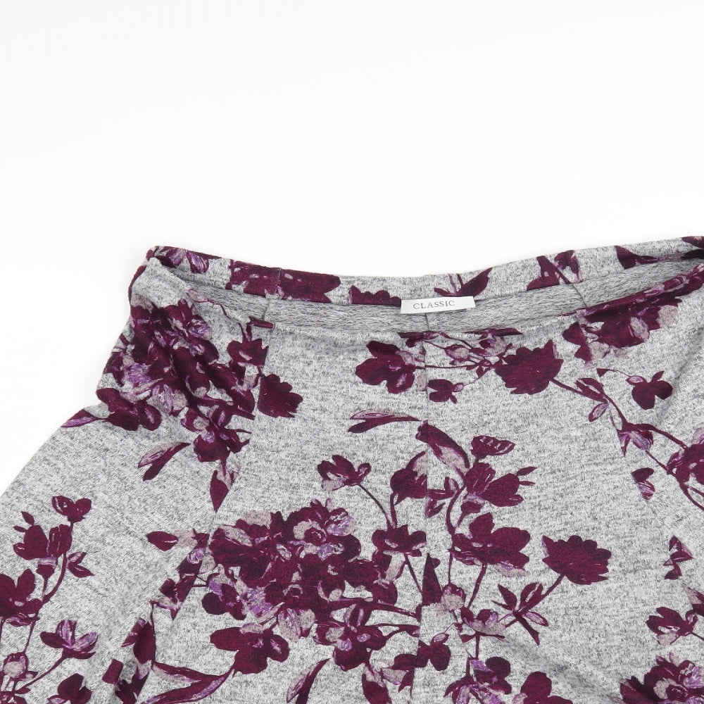 Marks and Spencer Womens Grey Floral  Flare Skirt Size 16