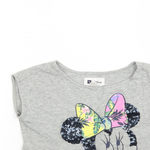 Gap Girls Grey   Basic T-Shirt Size 4-5 Years  - Minnie Mouse