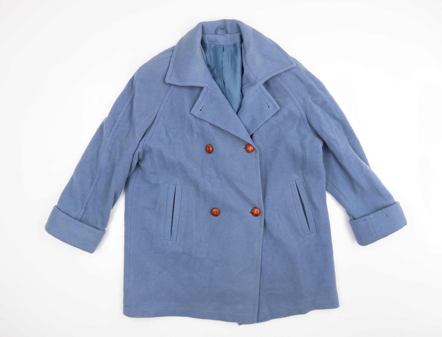 Essentials Womens Blue   Overcoat Coat Size 18
