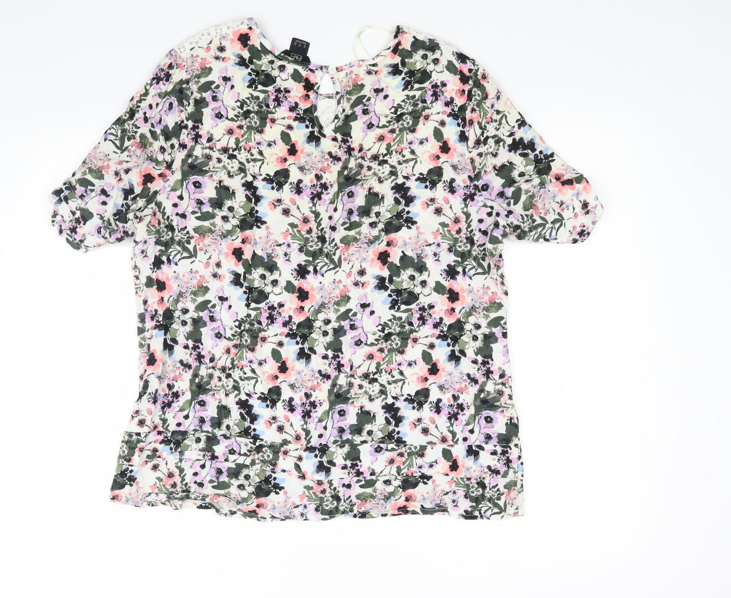 F&F Womens White Floral  Basic Blouse Size 16