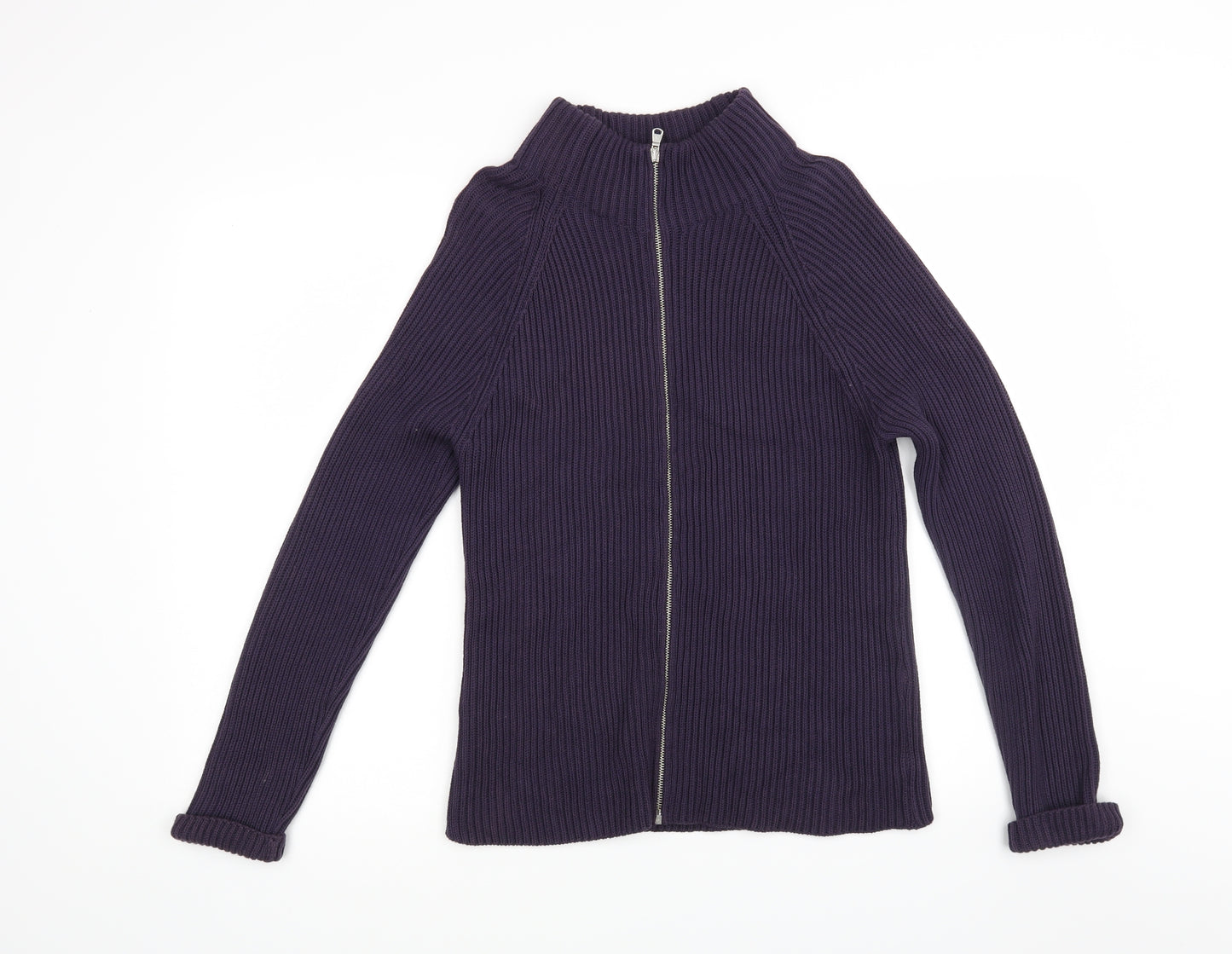 United Colors of Benetton Womens Purple  Knit Full Zip Jumper Size M