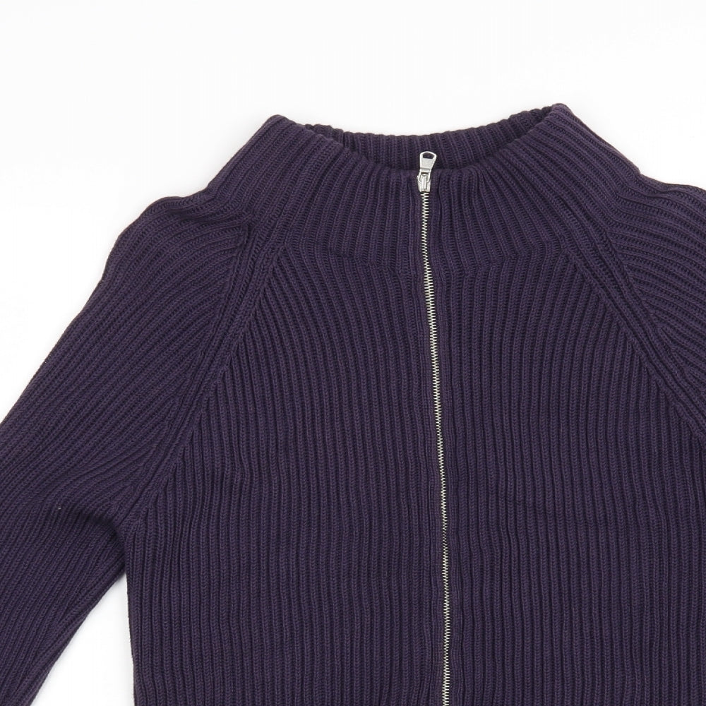 United Colors of Benetton Womens Purple  Knit Full Zip Jumper Size M