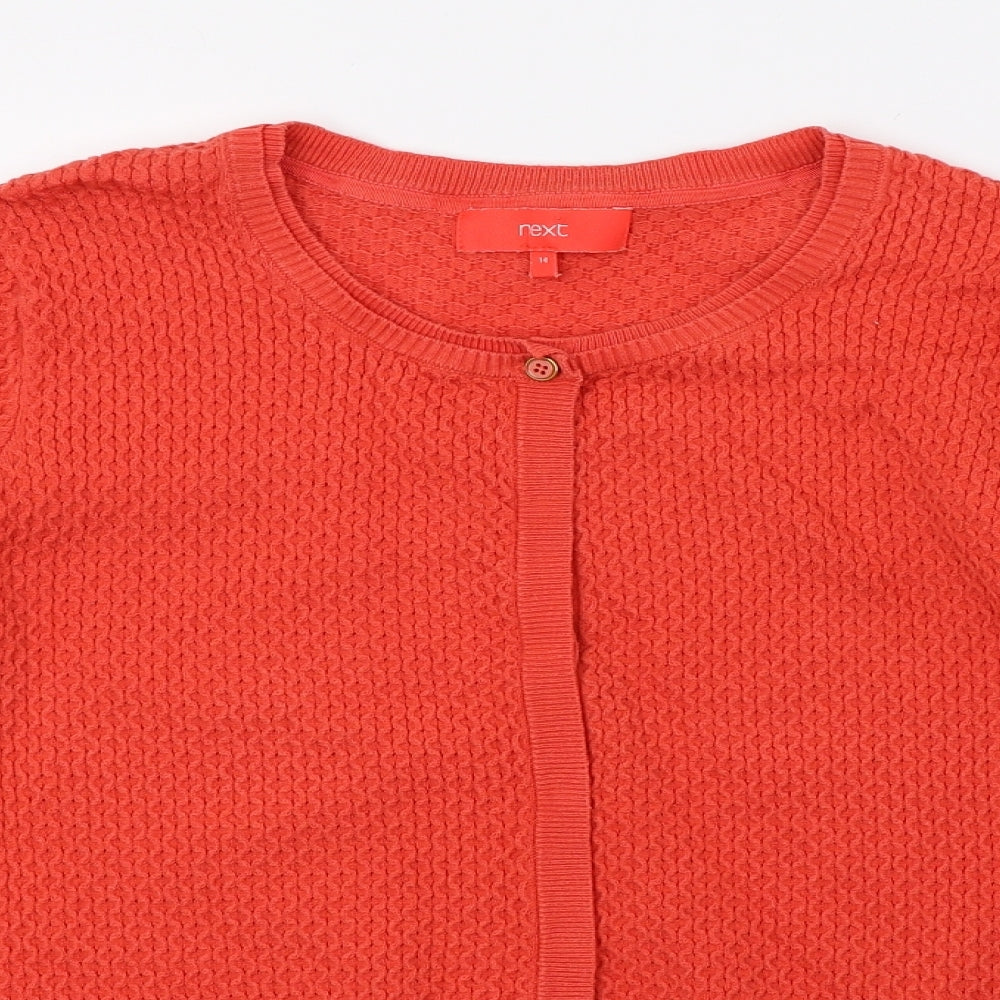 NEXT Womens Orange  Knit Cardigan Jumper Size 14