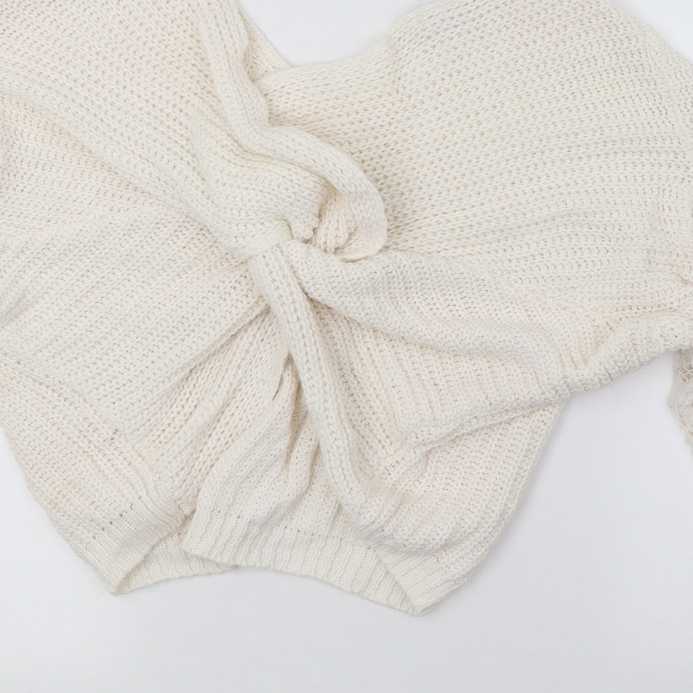 CAmeo Rose Womens White  Knit Pullover Jumper Size M  - Lace sleeve