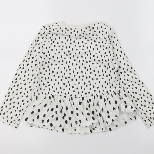 F&F Girls White Polka Dot Jersey Basic T-Shirt Size 4-5 Years