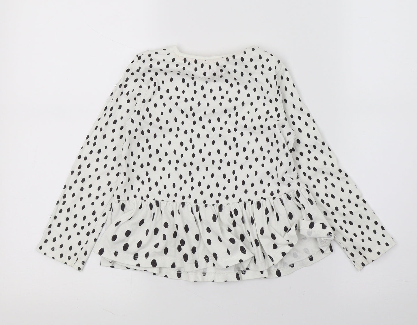 F&F Girls White Polka Dot Jersey Basic T-Shirt Size 4-5 Years