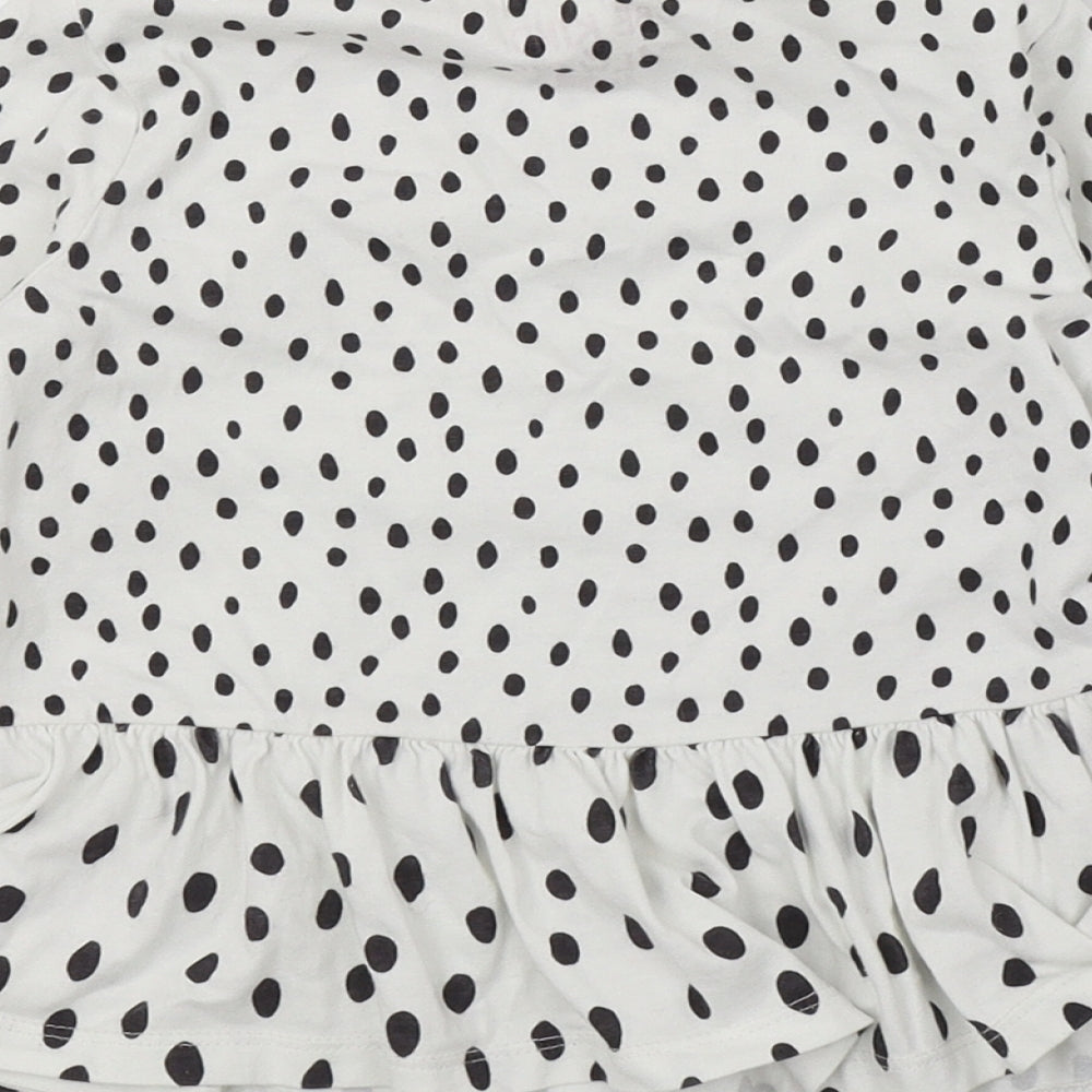 F&F Girls White Polka Dot Jersey Basic T-Shirt Size 4-5 Years