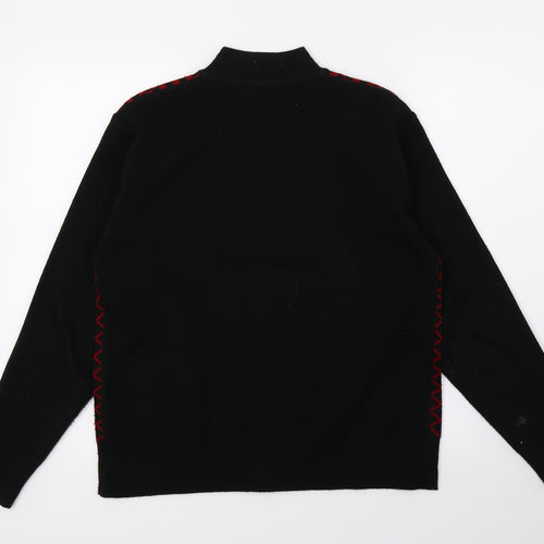 Evis Womens Black Geometric Knit Cardigan Jumper Size L