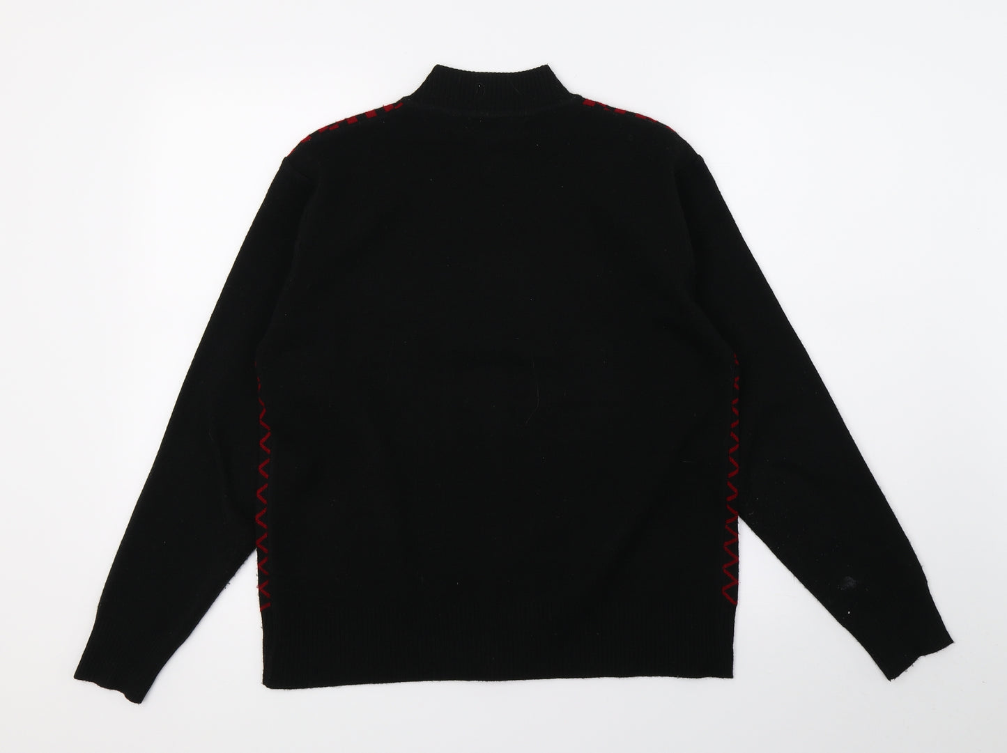 Evis Womens Black Geometric Knit Cardigan Jumper Size L