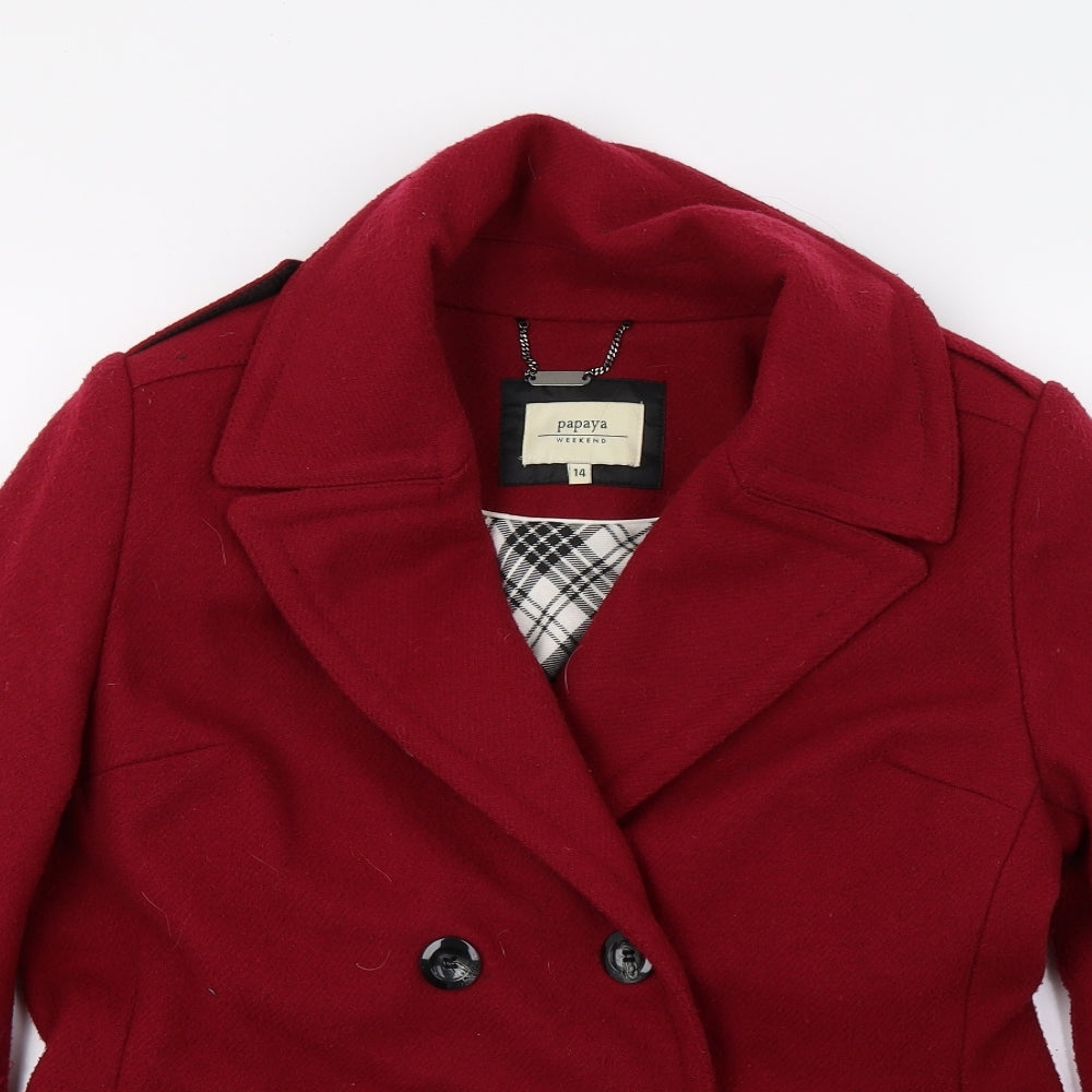 Papaya Womens Red   Pea Coat Coat Size 14