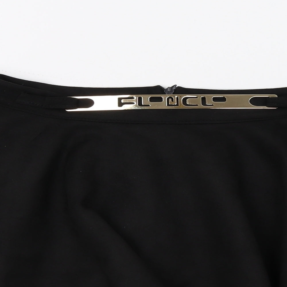 Preworn Womens Black  Velour Flare Skirt Size 30 in