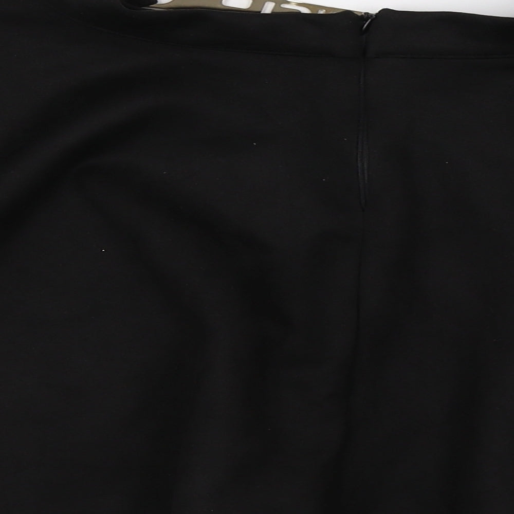 Preworn Womens Black  Velour Flare Skirt Size 30 in