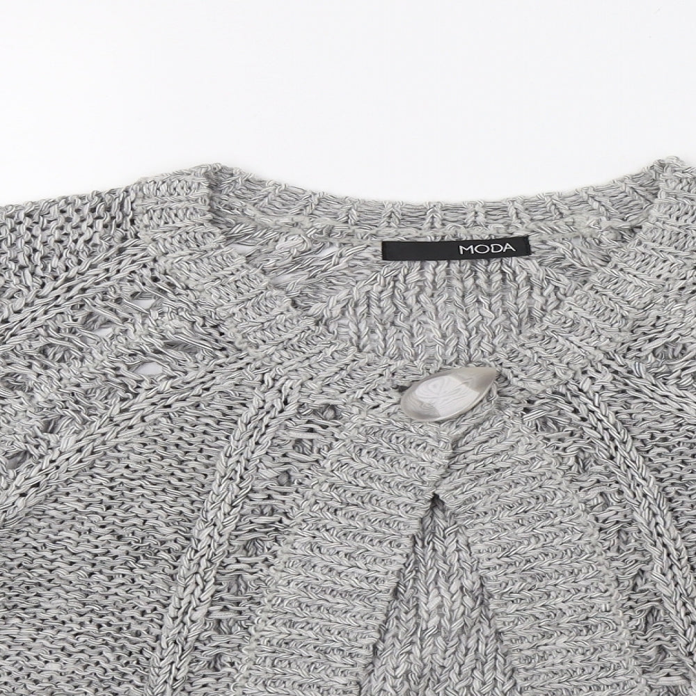 Moda Womens Grey  Knit Cardigan Jumper Size 10