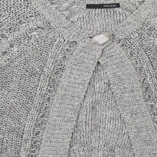 Moda Womens Grey  Knit Cardigan Jumper Size 10