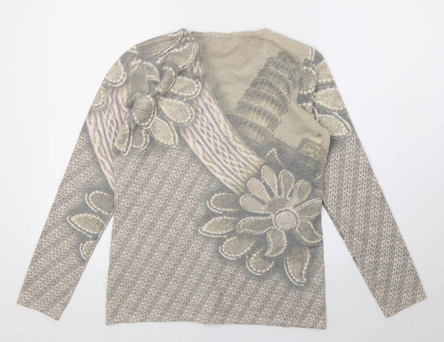 Paramour Womens Beige Geometric Knit Pullover Jumper Size M