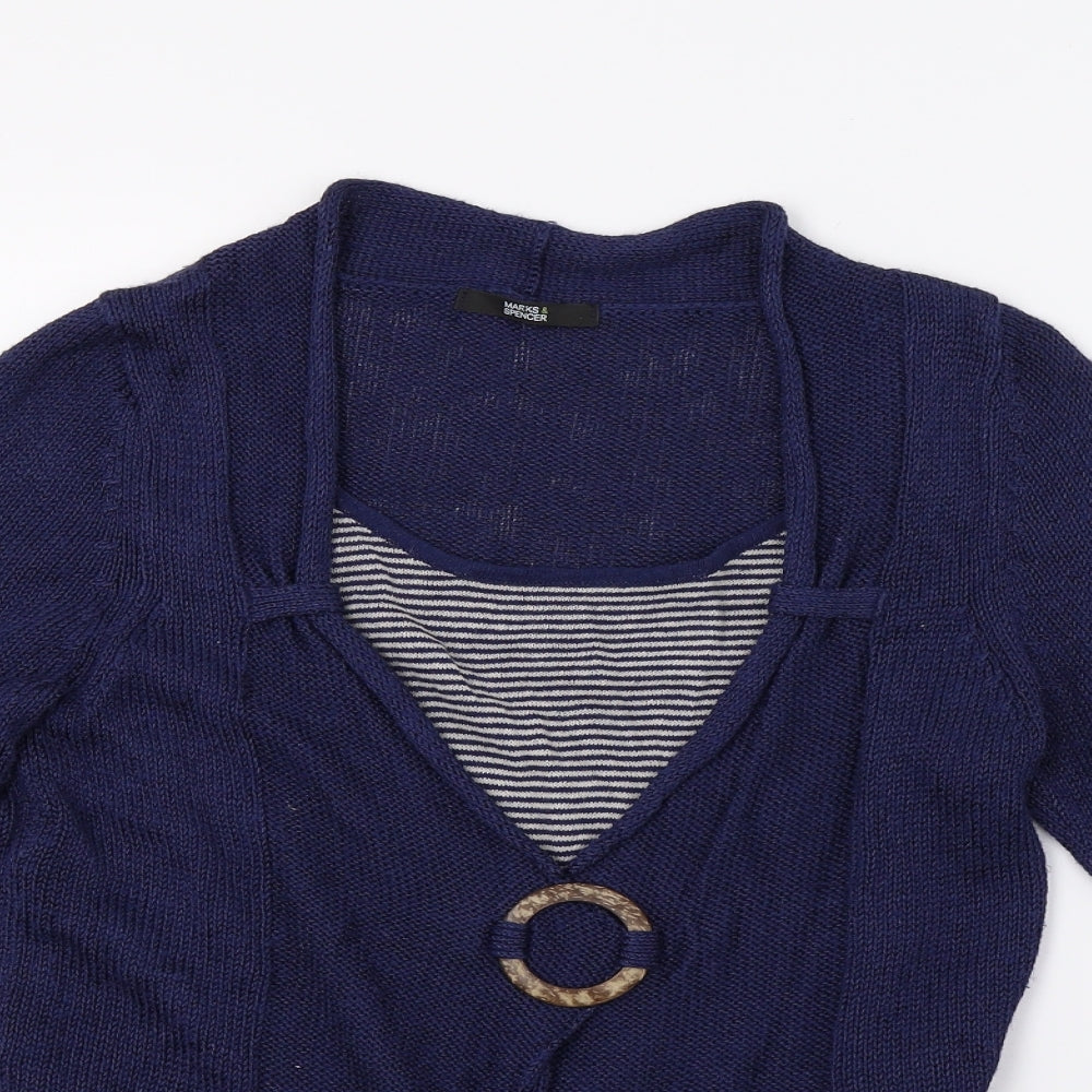 Marks and Spencer Womens Blue Striped Knit Pullover Jumper Size 8