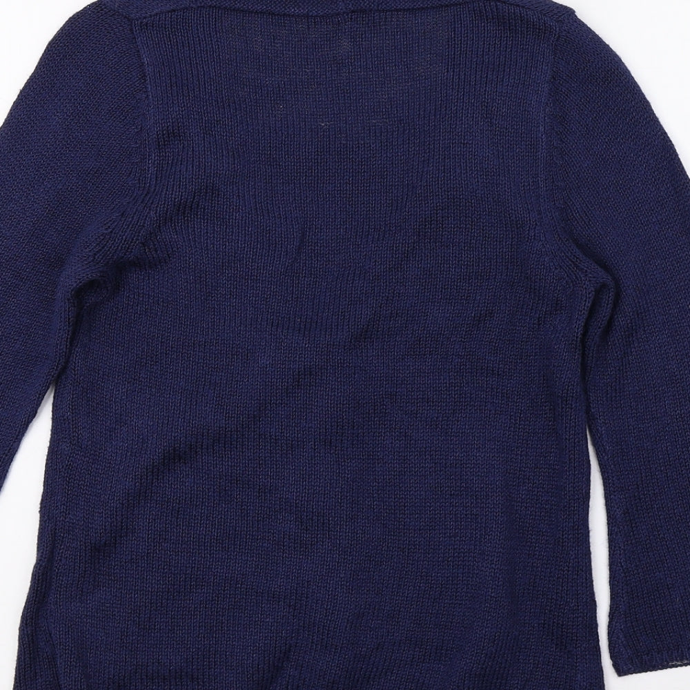 Marks and Spencer Womens Blue Striped Knit Pullover Jumper Size 8