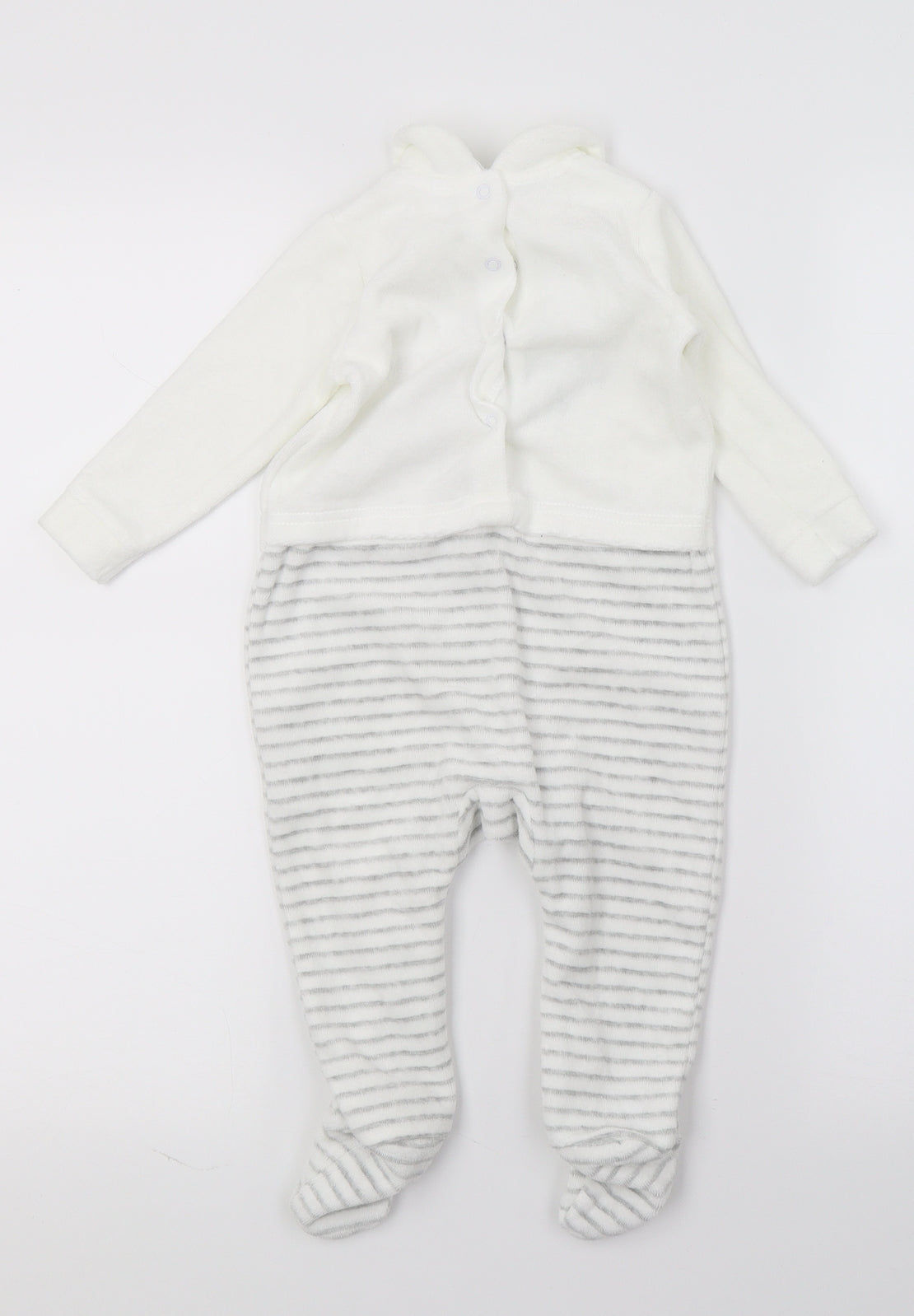 Guess How Much I Love You Baby White Striped Velour Babygrow One-Piece Size 6-9 Months  - Rabbit