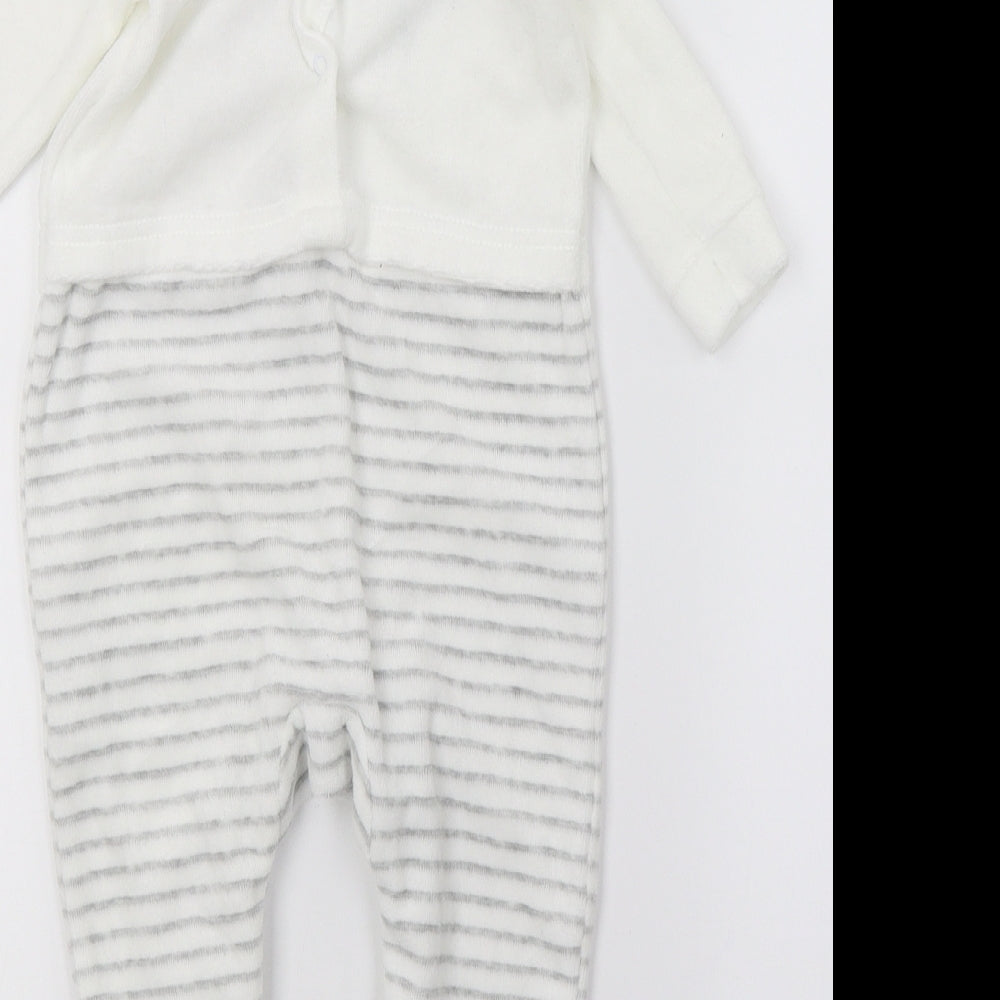 Guess How Much I Love You Baby White Striped Velour Babygrow One-Piece Size 6-9 Months  - Rabbit
