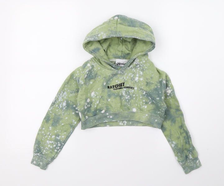 Ratchet Girls Green Geometric Jersey Pullover Hoodie Size S  - Tie dye