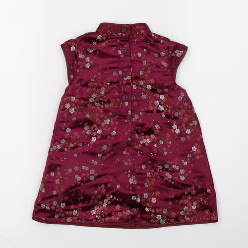 H&M Girls Purple Floral Satin A-Line  Size 6-9 Months  - Oriental