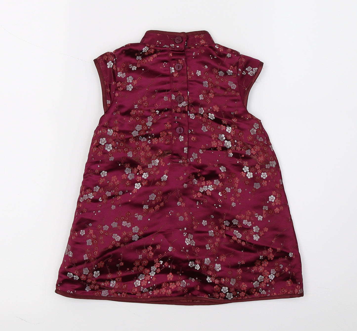 H&M Girls Purple Floral Satin A-Line  Size 6-9 Months  - Oriental