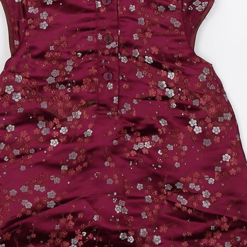 H&M Girls Purple Floral Satin A-Line  Size 6-9 Months  - Oriental