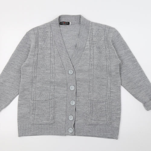 Choice Womens Grey  Knit Cardigan Jumper Size L