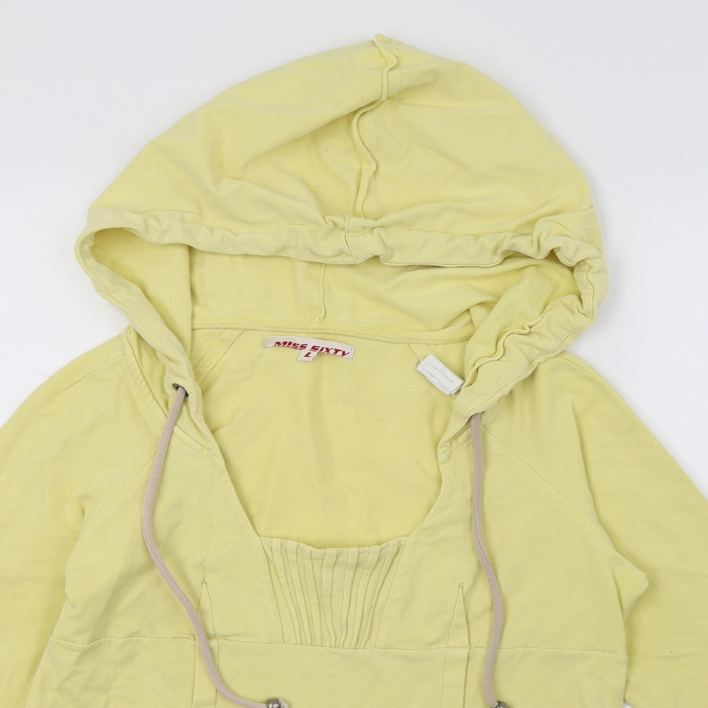 Miss Sixty Womens Yellow  Jersey Pullover Hoodie Size L