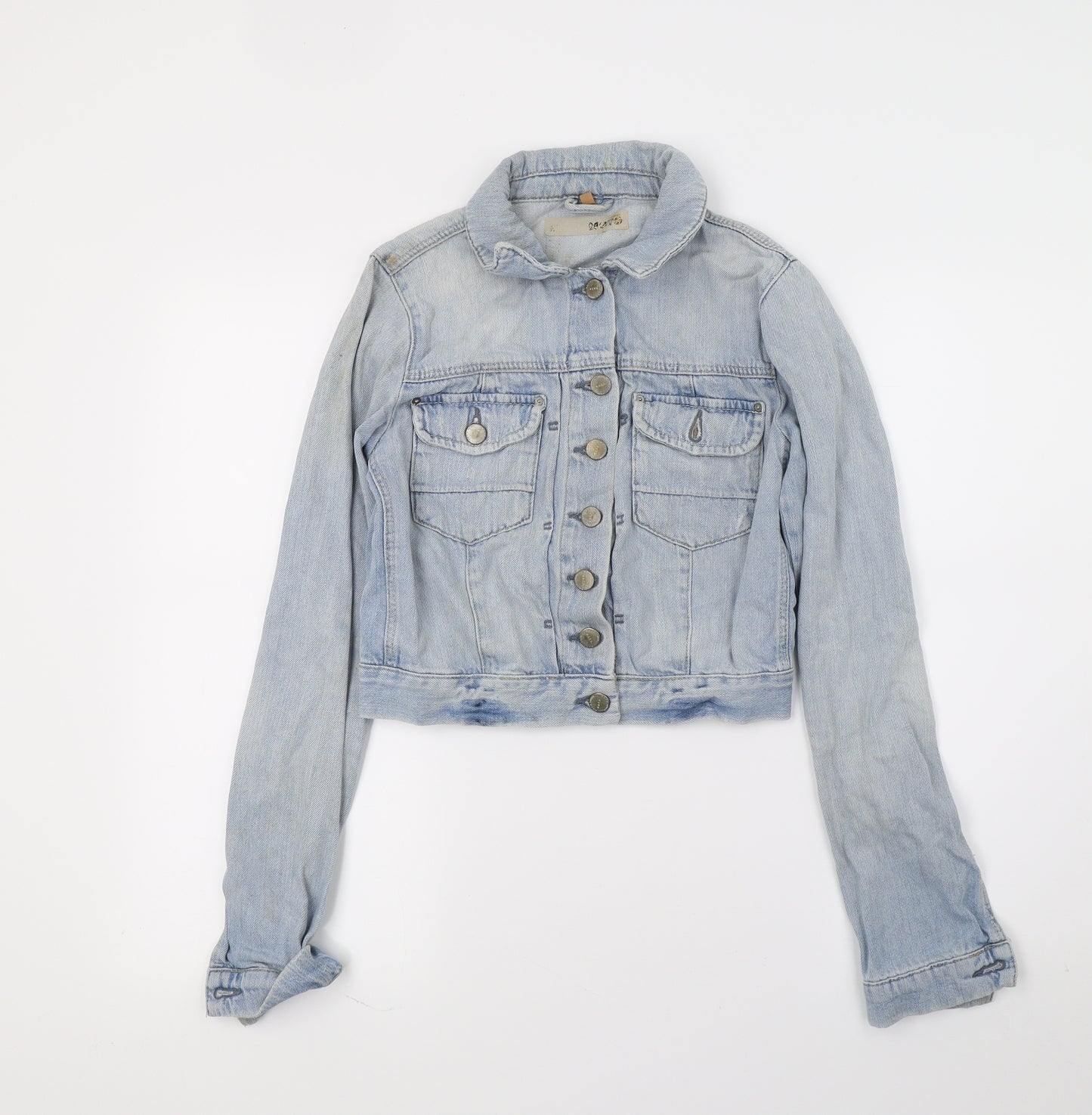 Topshop Womens Blue  Denim Jacket  Size 8  - Distressed