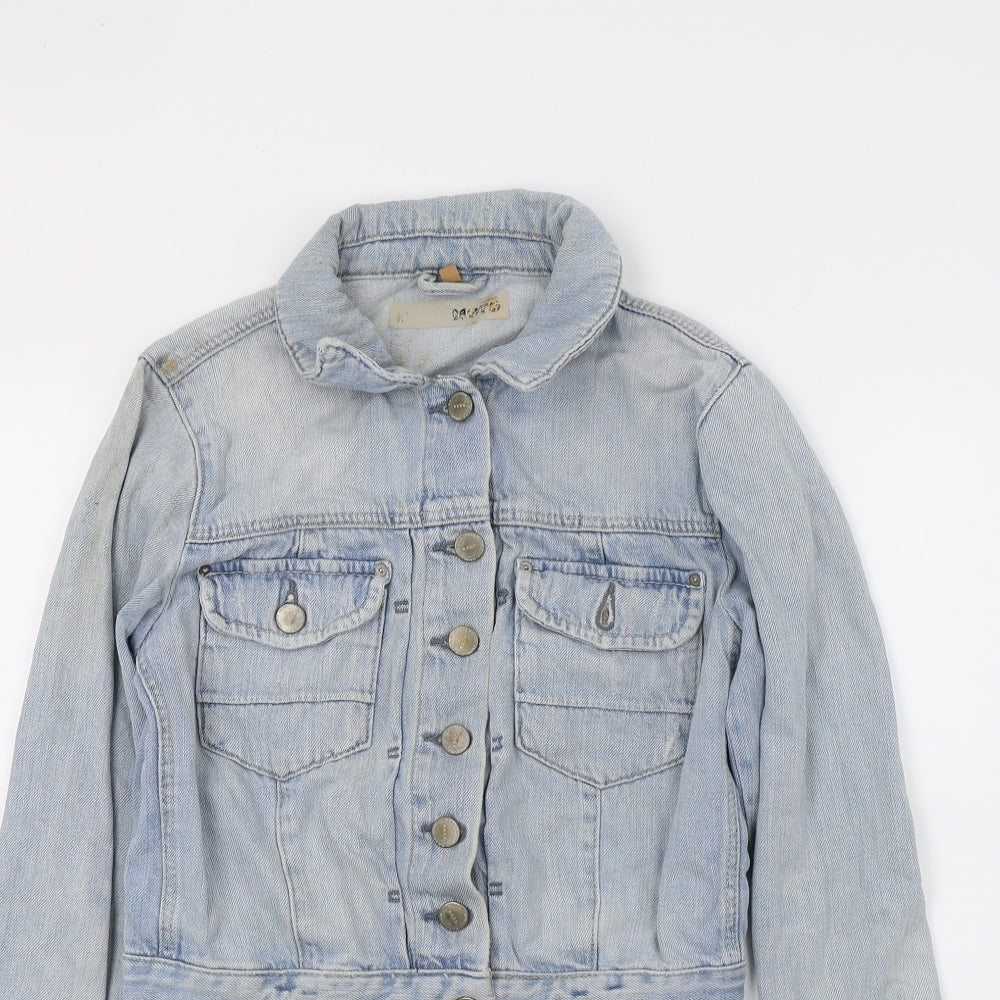 Topshop Womens Blue  Denim Jacket  Size 8  - Distressed