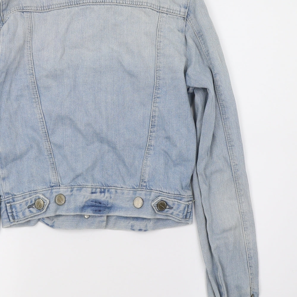 Topshop Womens Blue  Denim Jacket  Size 8  - Distressed