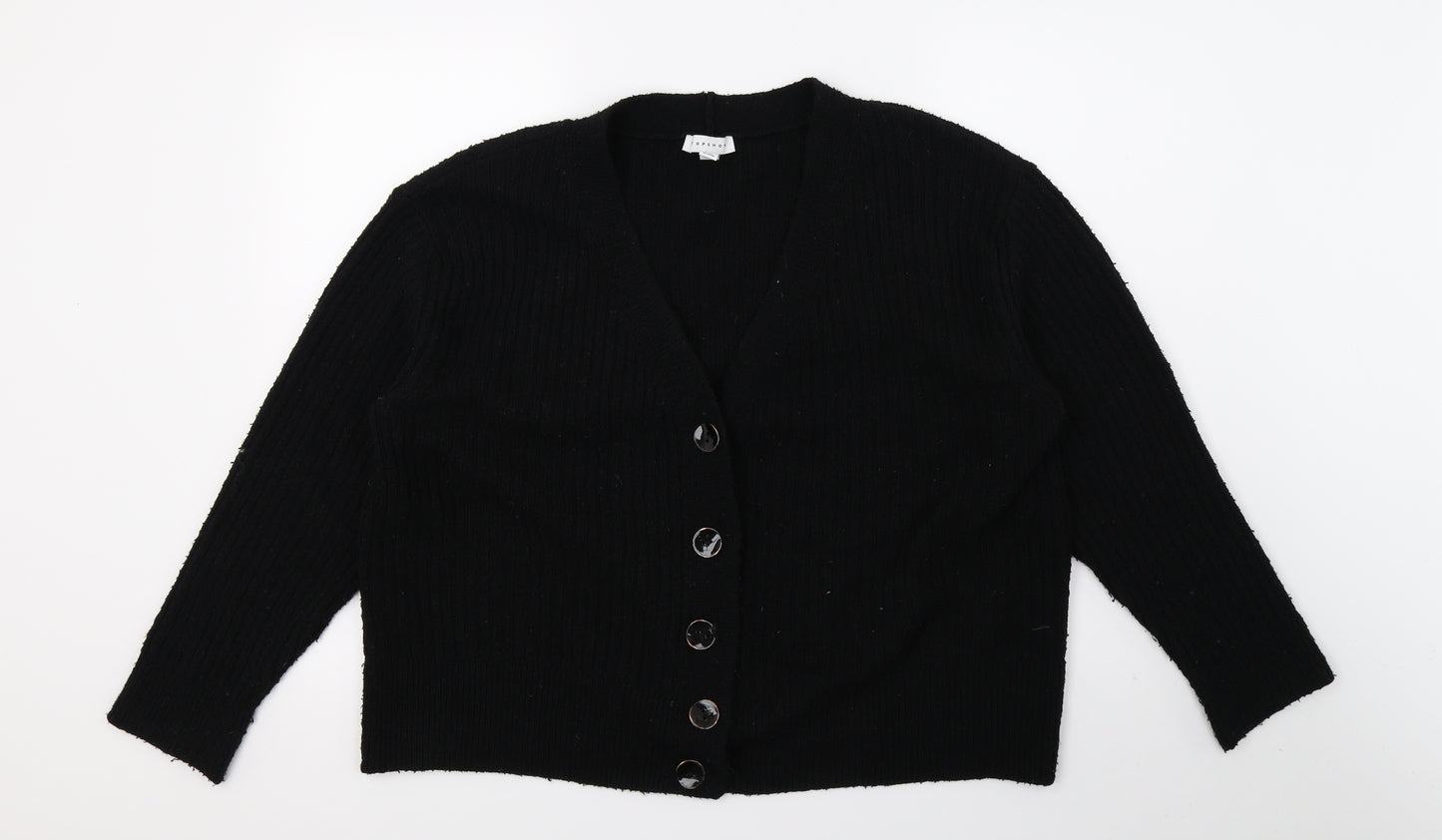 Topshop Womens Black  Knit Cardigan Jumper Size M