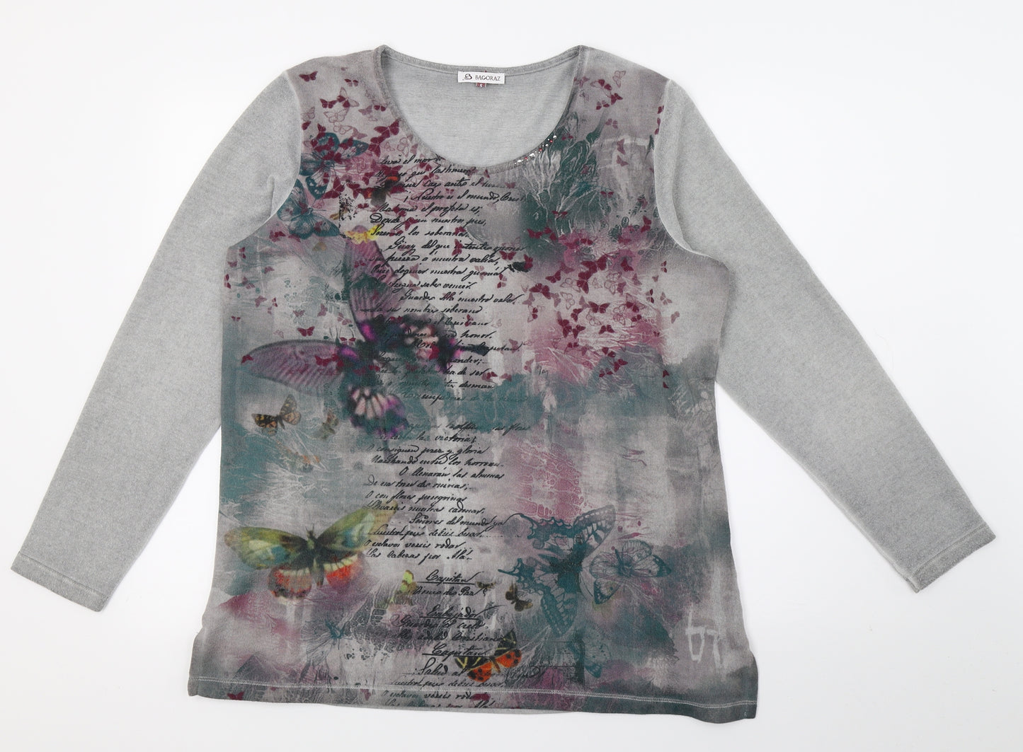 Bagoraz Womens Grey Geometric Knit Pullover Jumper Size XL