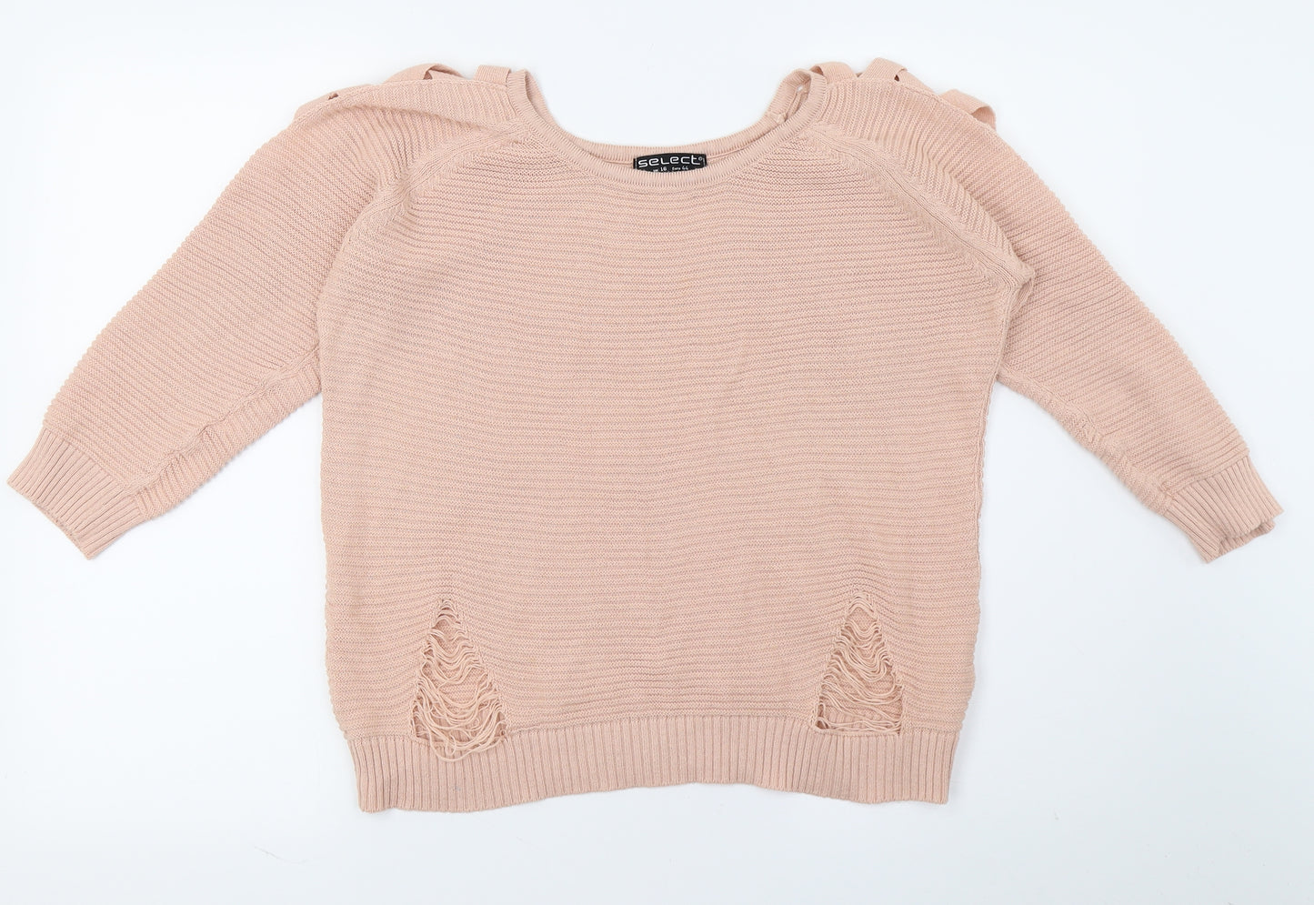 Select Womens Pink  Knit Pullover Jumper Size 16  - Distressed