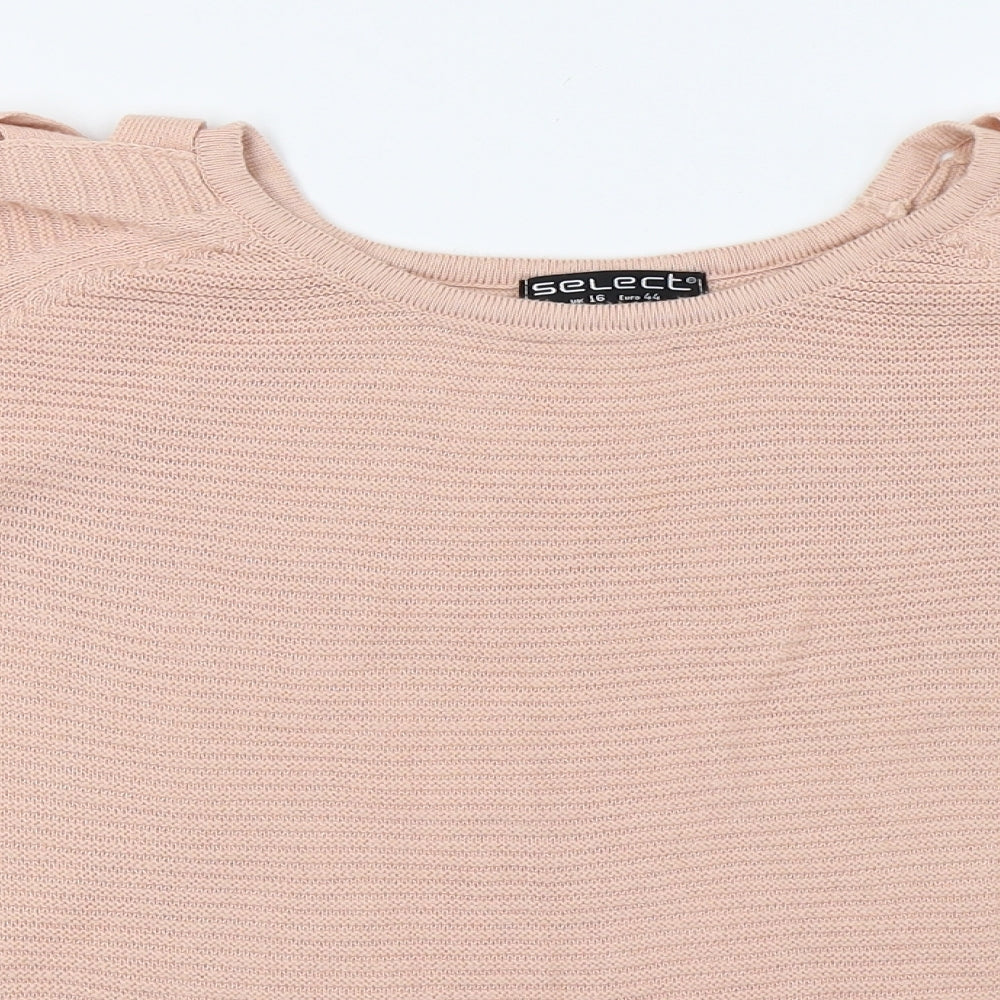 Select Womens Pink  Knit Pullover Jumper Size 16  - Distressed