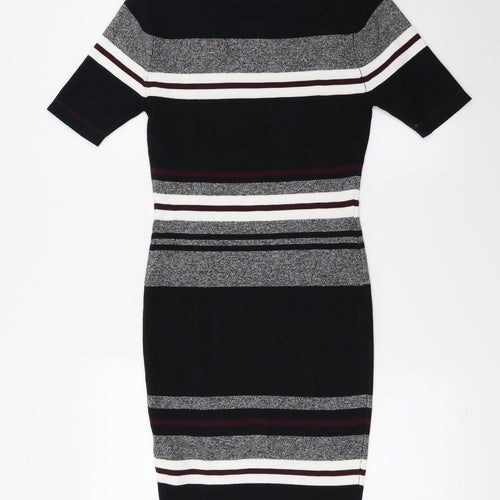 New Look Womens Black Striped Knit T-Shirt Dress  Size 10