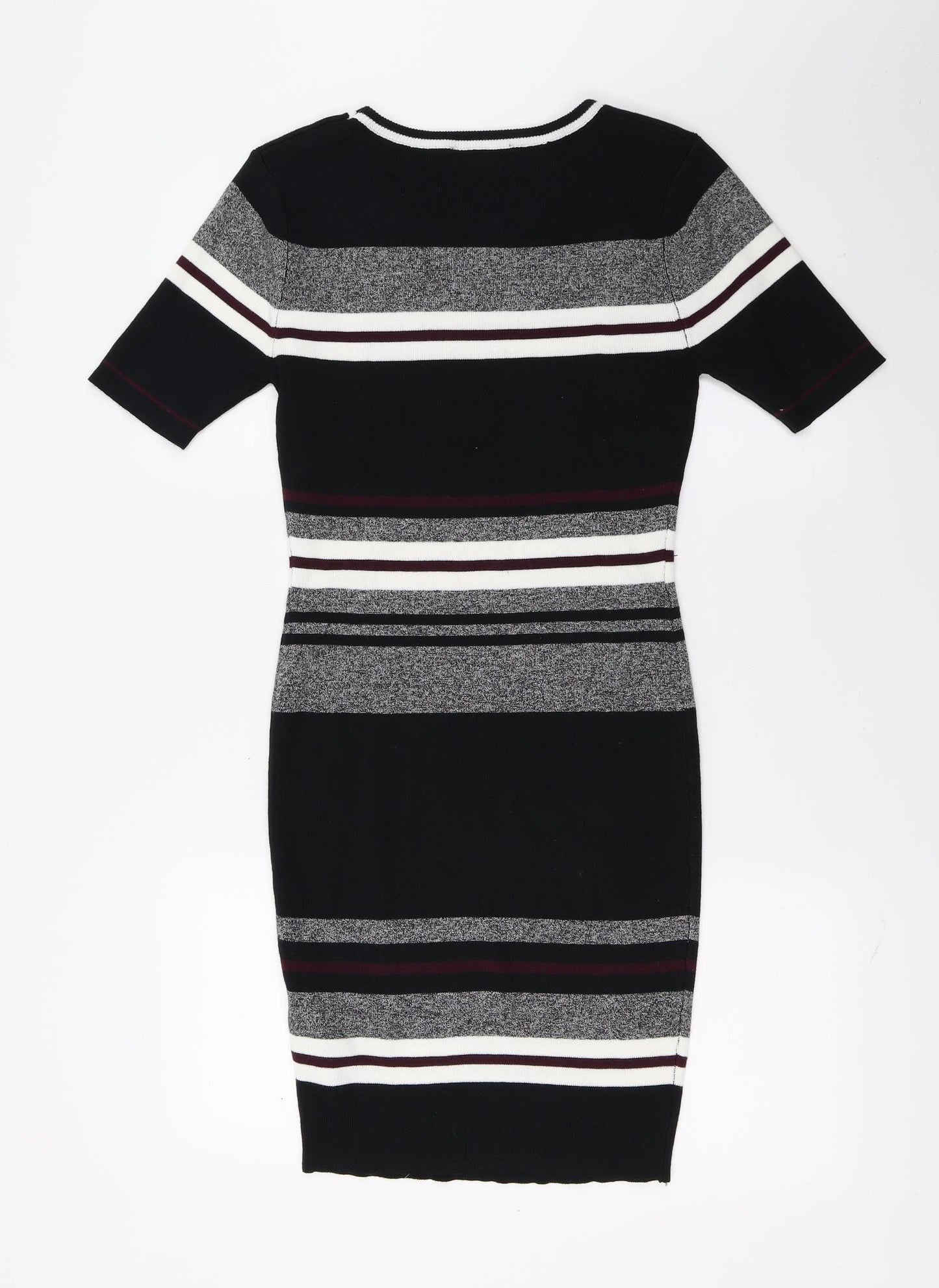 New Look Womens Black Striped Knit T-Shirt Dress  Size 10