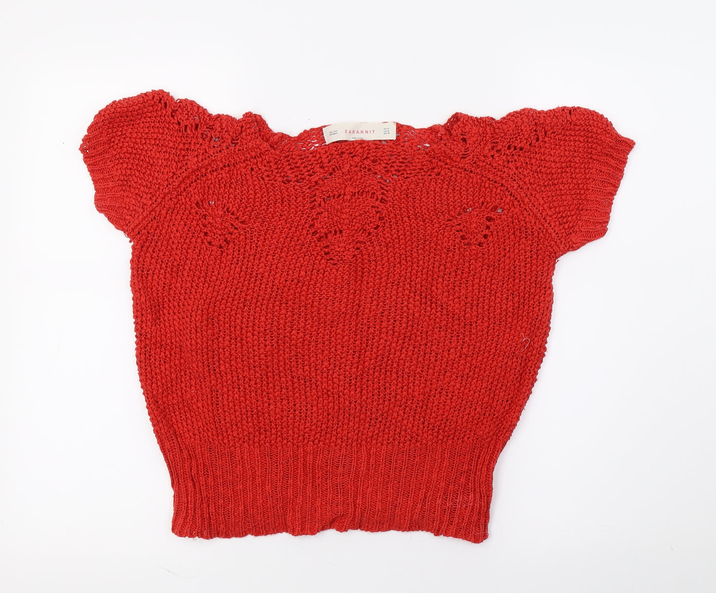 Zara Womens Red  Knit Basic T-Shirt Size M