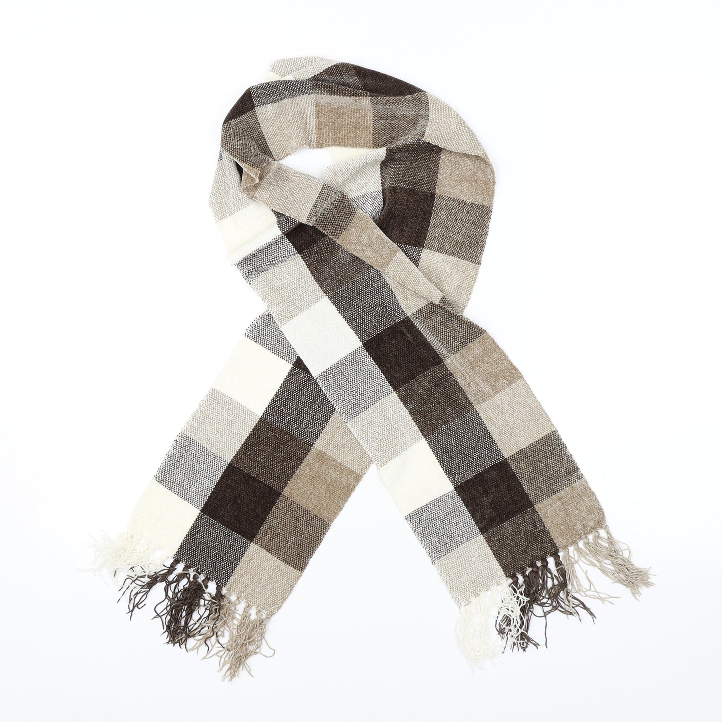 Marks and Spencer Unisex Brown Check   Scarf