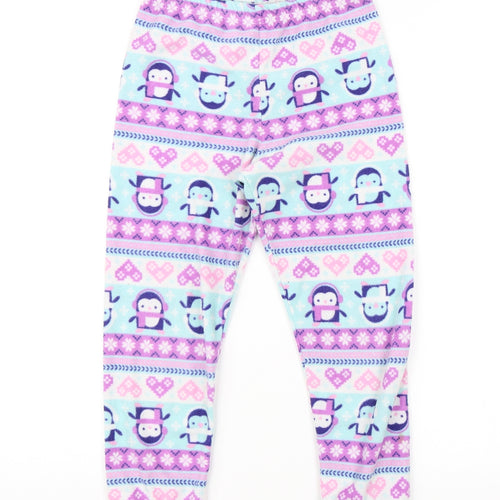 Primark Girls Purple Fair Isle   Pyjama Pants Size 7-8 Years  - Penguins