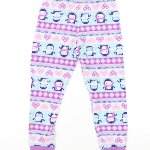 Primark Girls Purple Fair Isle   Pyjama Pants Size 7-8 Years  - Penguins