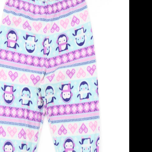 Primark Girls Purple Fair Isle   Pyjama Pants Size 7-8 Years  - Penguins